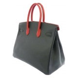 Hermès Vintage - Kushbel Birkin 35 - Dark Gray Red - Leather Handbag