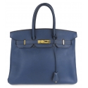Hermès Vintage - Clemence Birkin 35 - Blue Gold - Leather Handbag