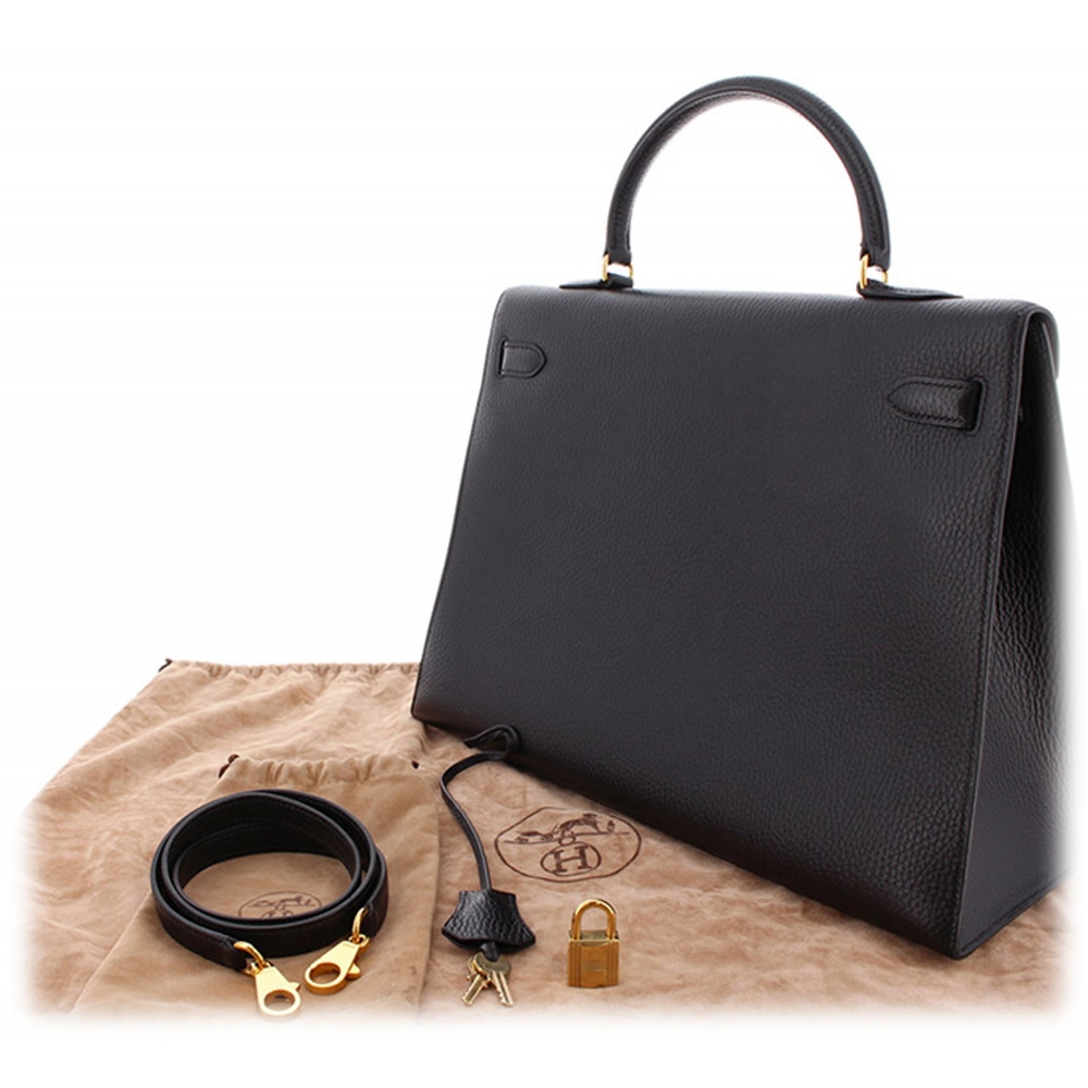 Hermès Kelly 35cm Sellier Ardennes leather Black phw AVC1613 – LuxuryPromise