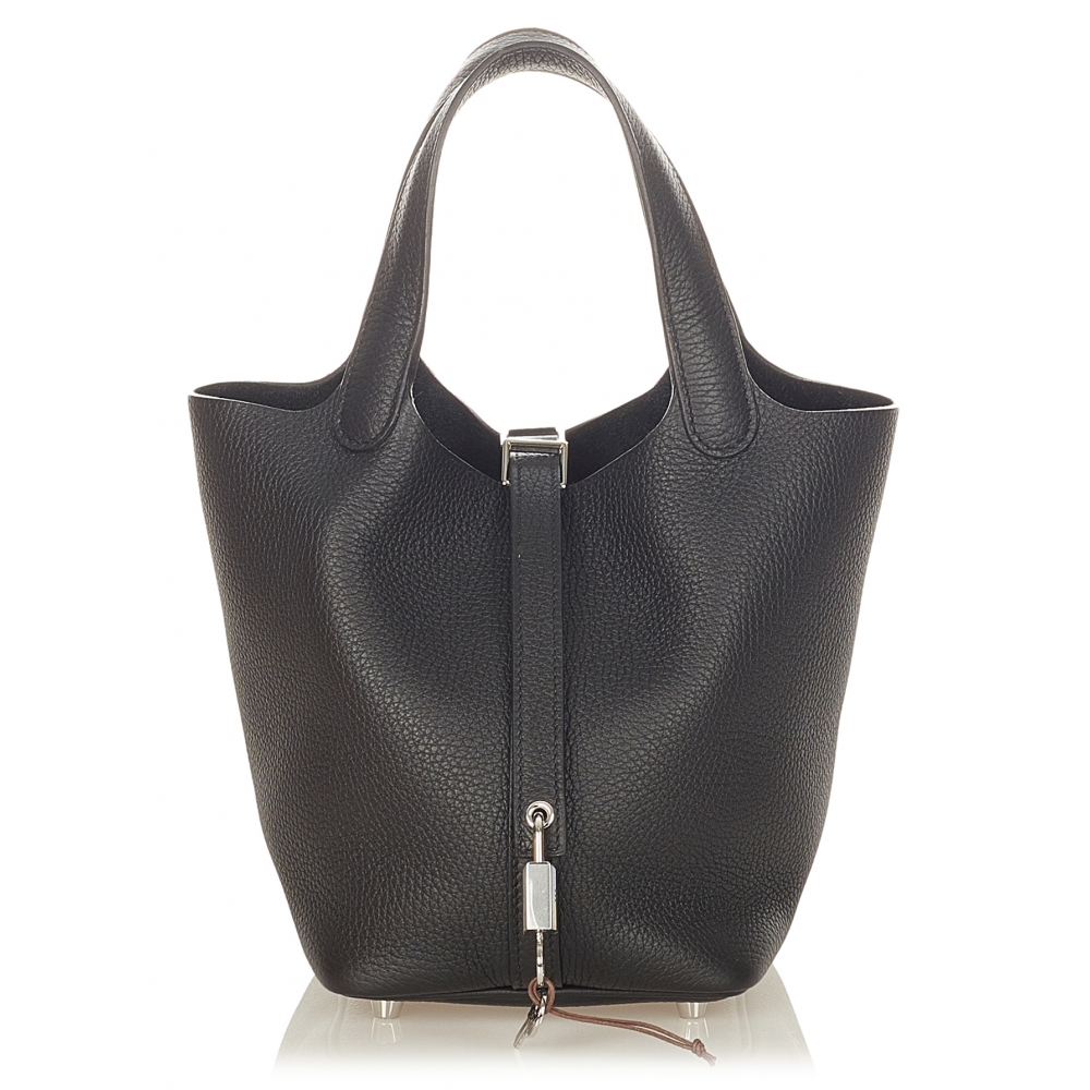 Hermès Vintage - Togo Picotin 18 - Black - Leather Handbag - Avvenice