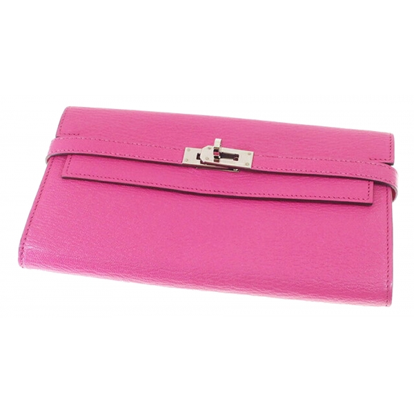 Hermès Vintage - Kelly Chevre Long Wallet - Pink - Leather Wallet