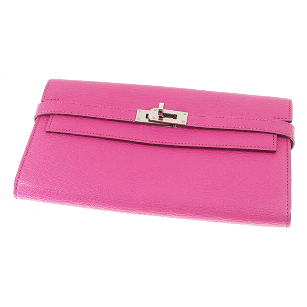 Hermès Vintage - Kelly Chevre Long Wallet - Pink - Leather Wallet ...