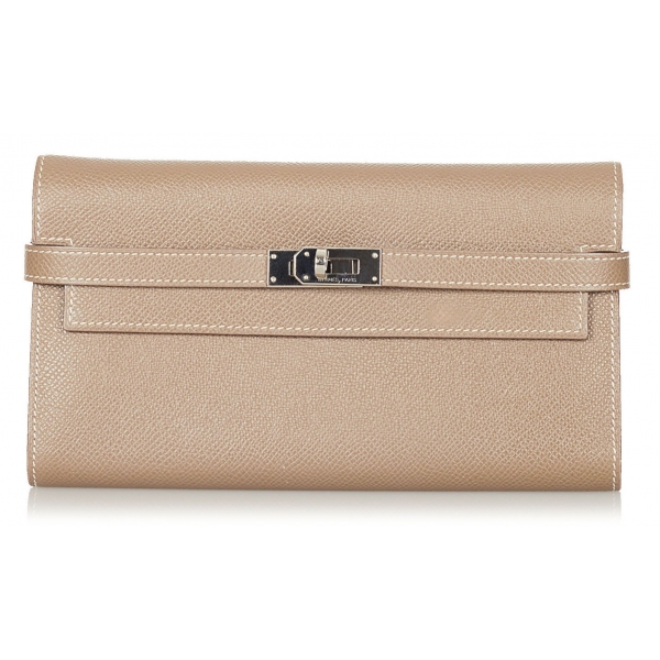 Hermès Vintage - Kelly Chevre Long Wallet - Brown Beige - Leather Wallet