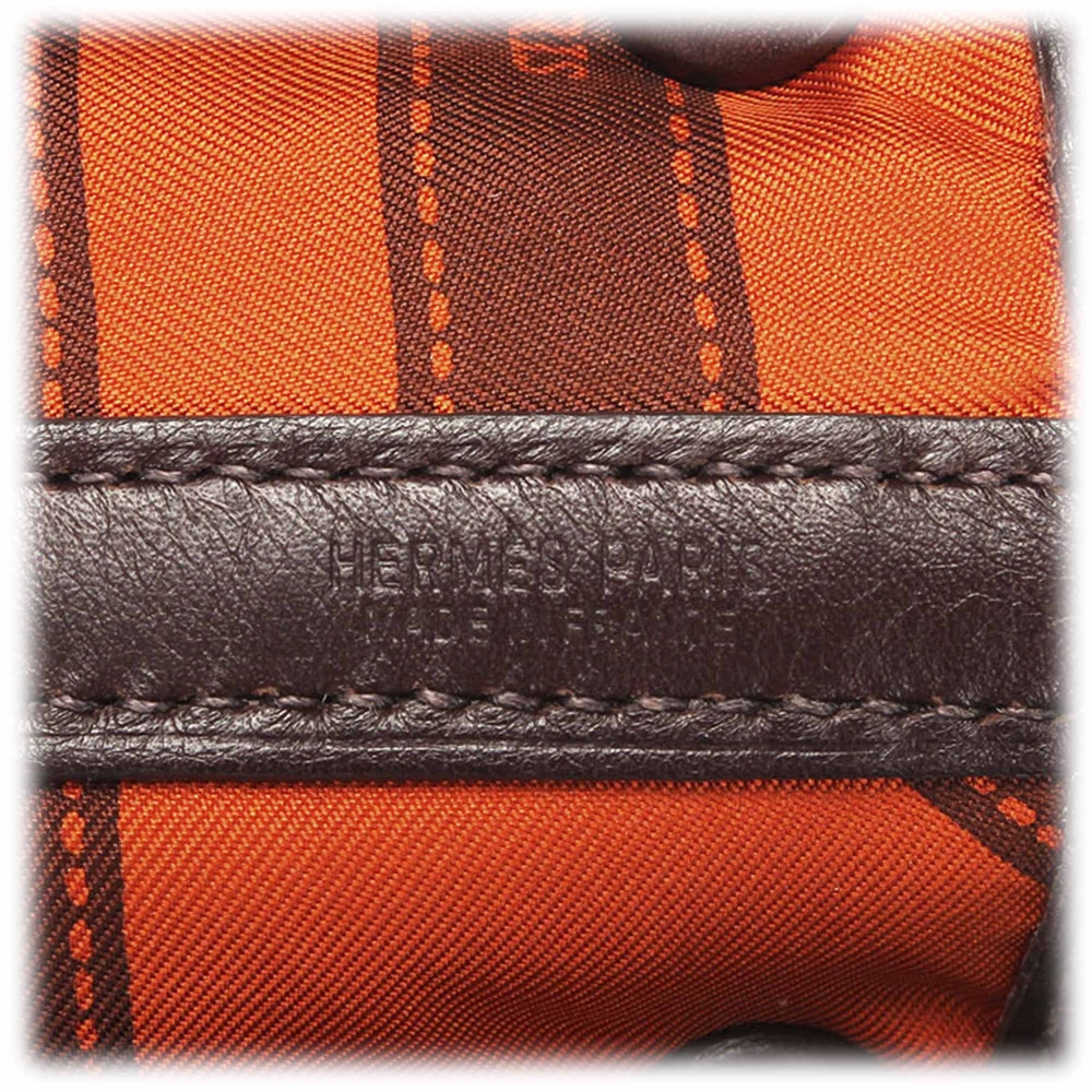HERMES GARDEN PARTY PM Toile H/Leather Marron/Brown □H Engraving