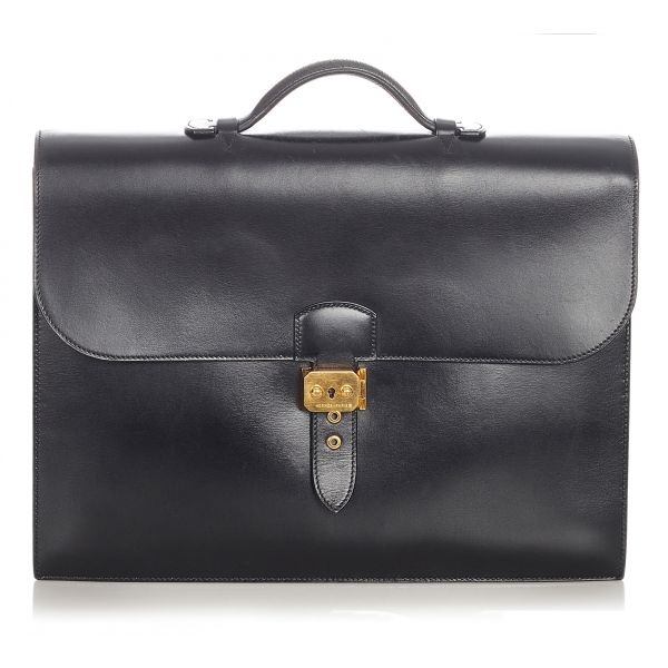 Hermès Vintage - Box Calf Sac a Depeches 38 - Blac - Leather Briefcase