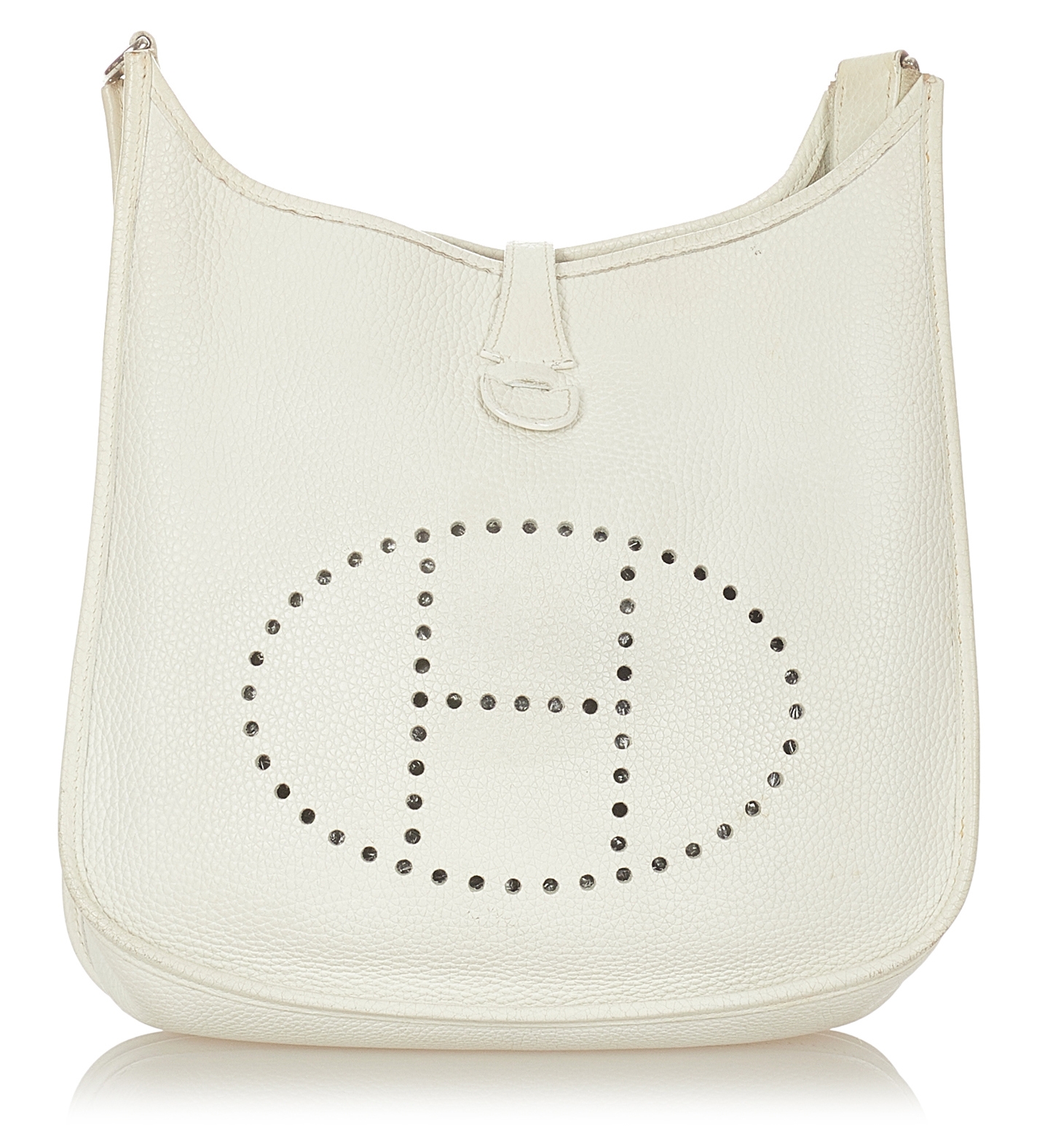 Hermes Evelyne PM Shoulder Bag Purse in White Epsom Leather