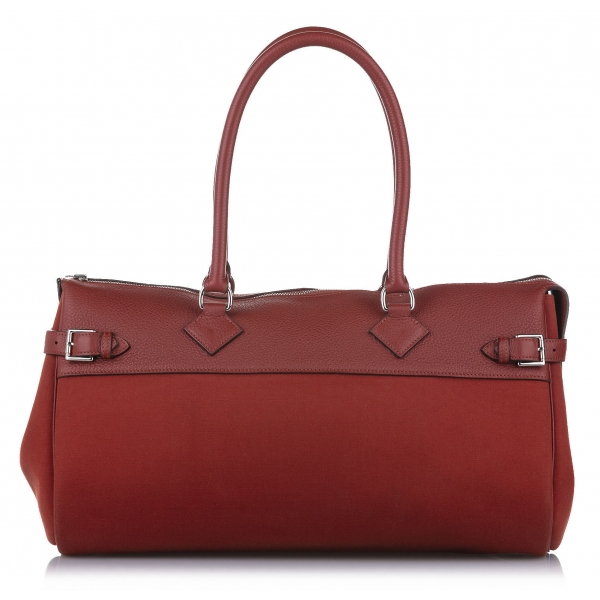 Hermès Vintage - Atlas Canvas Shoulder Bag - Orange Red - Leather Shoulder Bag