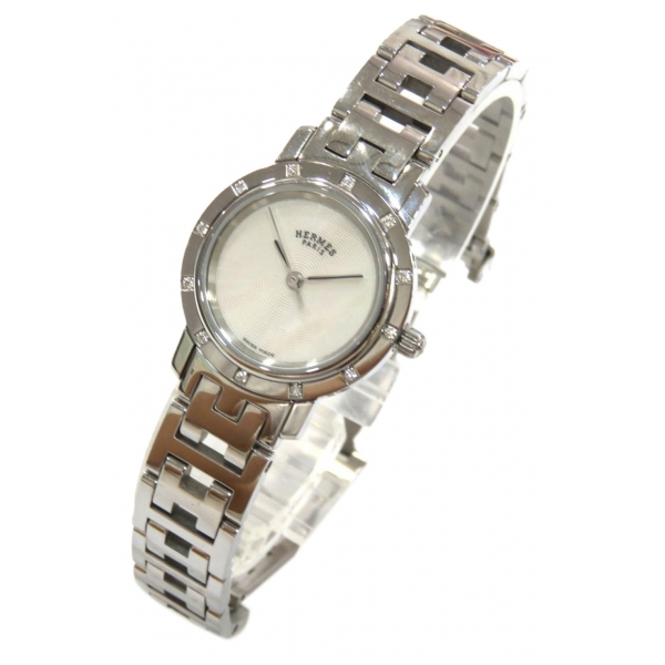 HERMES Watches Clipper oval Quartz vintage metal Silver Women Used –