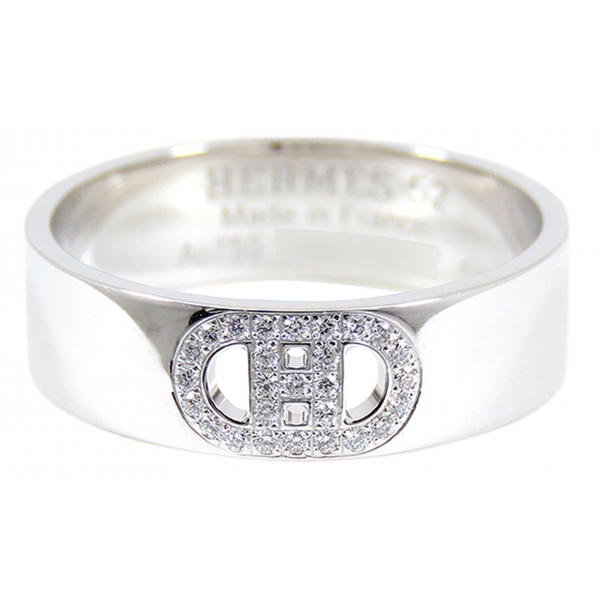 Hermès Vintage - 18K Diamond H DAncre Ring - Argento - Anello di Diamanti