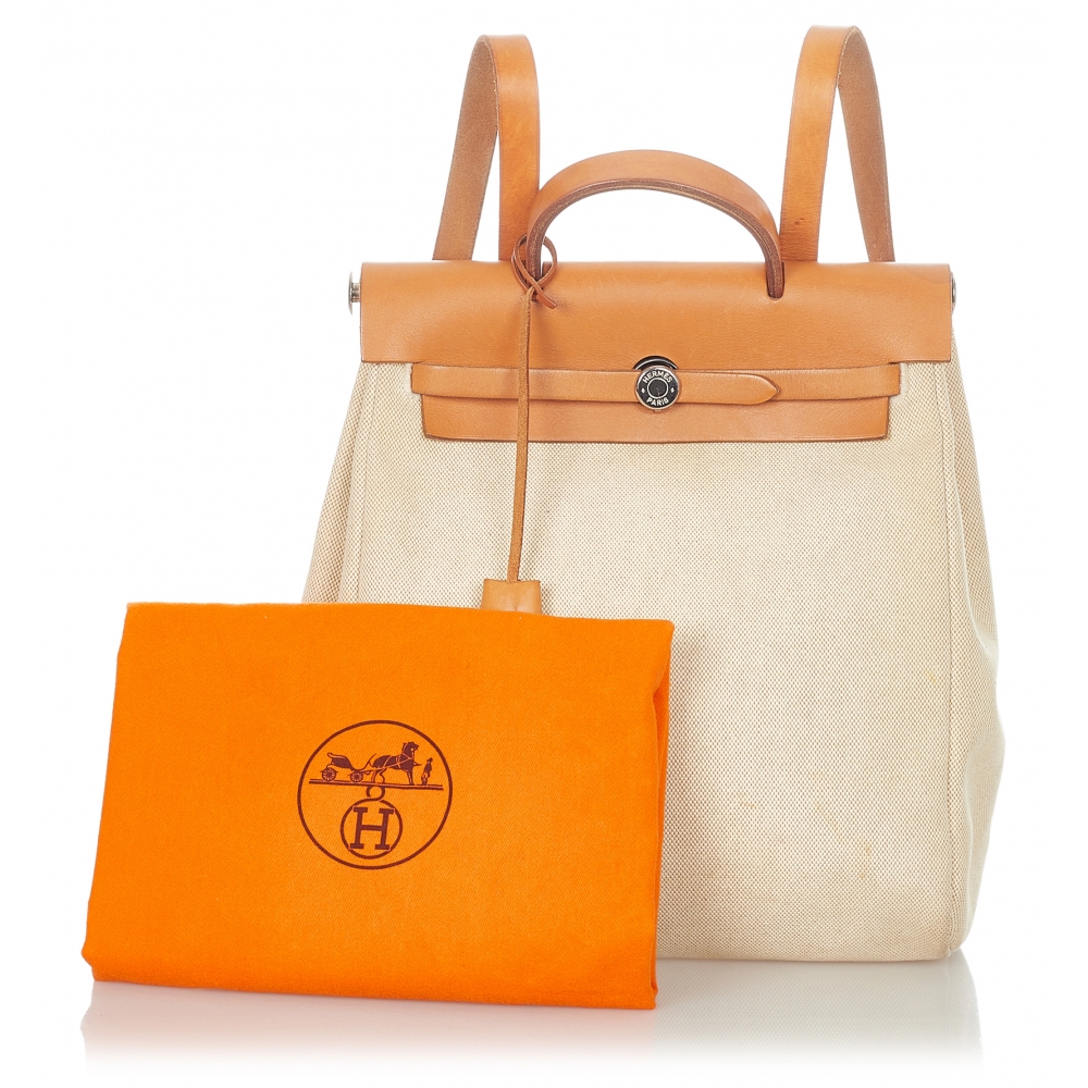 Hermes Herbag Canvas Shoulder Bag Orange