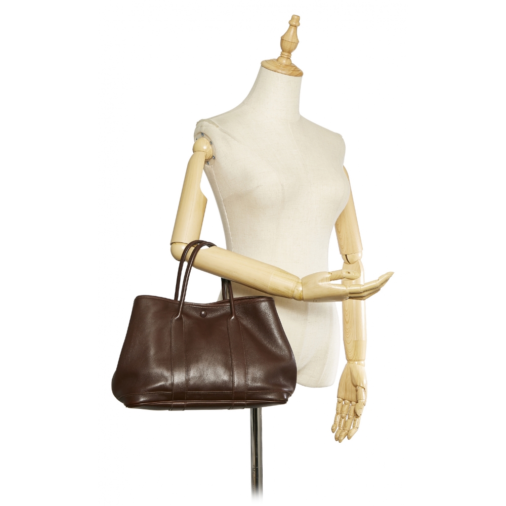 Hermès Vintage - Garden Party TPM - Dark Brown - Leather Handbag - Avvenice