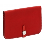 Hermès Vintage - Dogon Leather Long Wallet - Rosso - Portafogli di Pelle