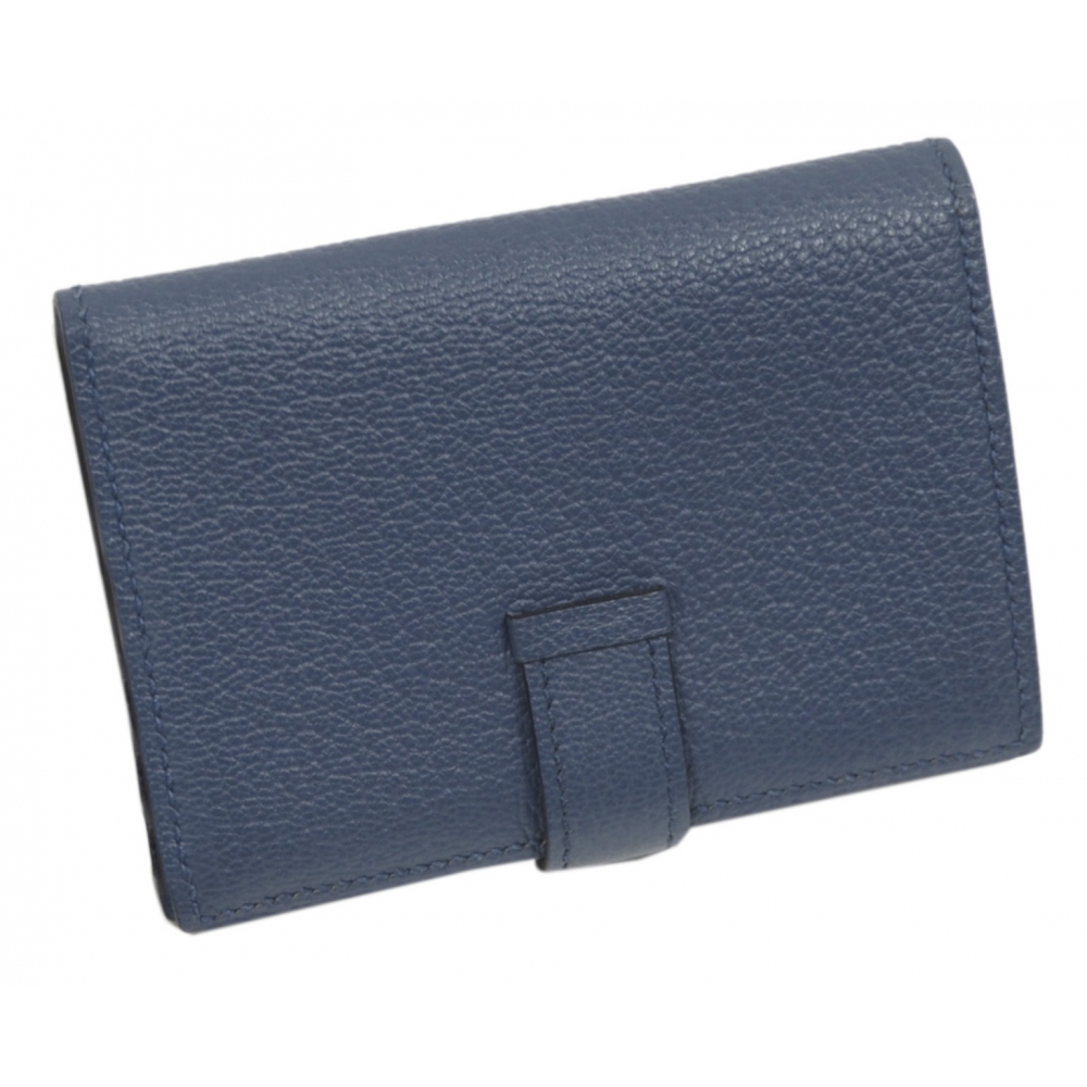 Béarn leather card wallet Hermès Blue in Leather - 30660202