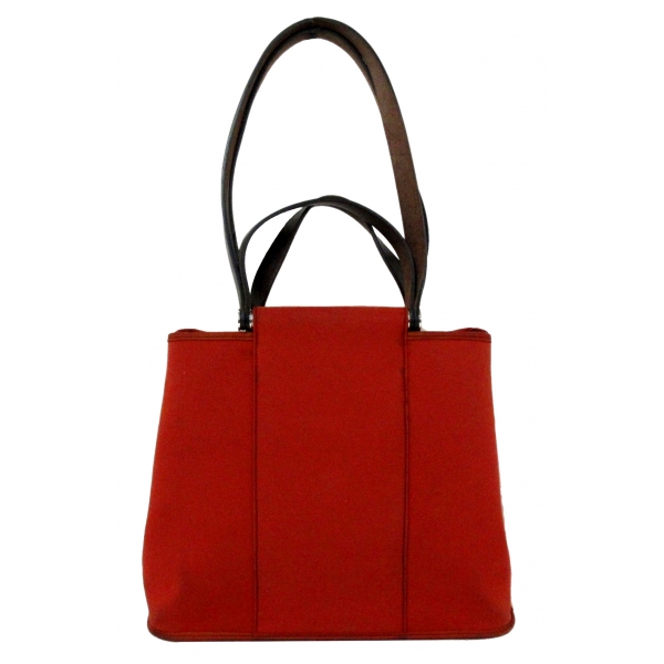 Hermès Vintage - Cabag Elan Canvas Satchel - Red Black - Canvas Bag