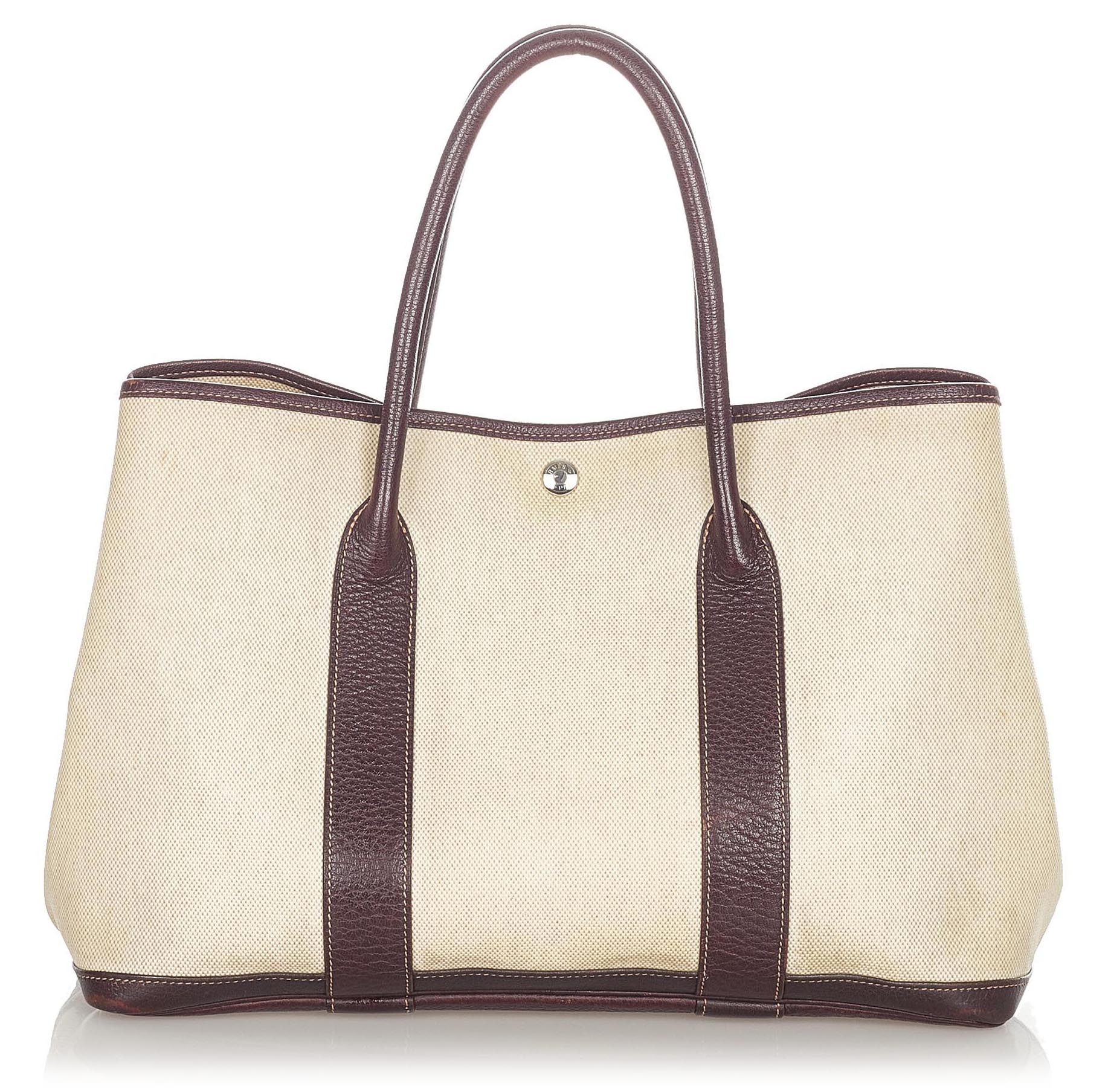 Hermès Vintage - Garden Party PM - Dark Brown Beige - Canvas Handbag -  Avvenice