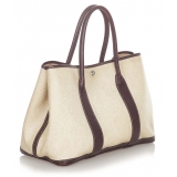 Hermès Vintage - Garden Party PM - Dark Brown Beige - Canvas Handbag