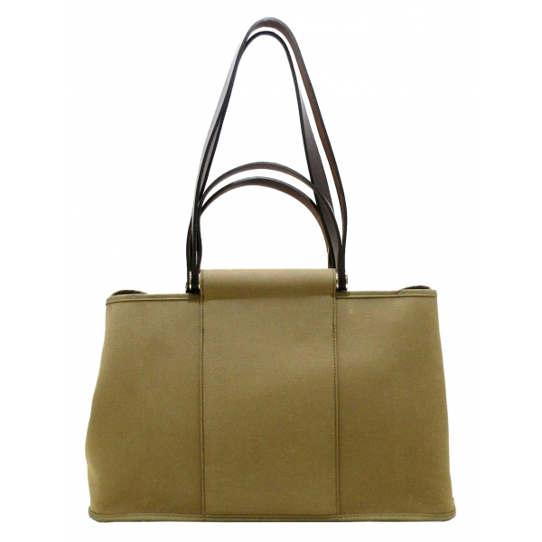 Hermès Vintage - Cabag Elan Canvas Satchel - Brown - Canvas Handbag