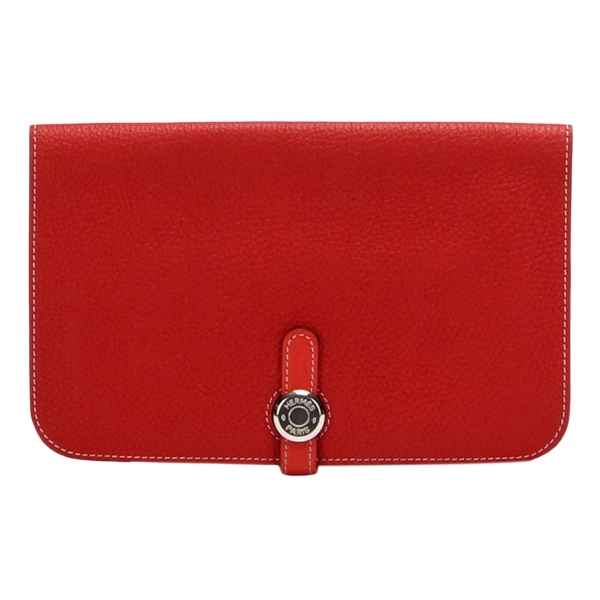 Hermès Vintage - Dogon Leather Long Wallet - Rosso - Portafogli di Pelle
