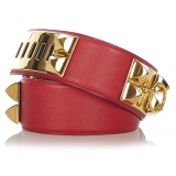 Hermès Vintage - Collier de Chien Belt - Oro Rosso - Cintura di pelle
