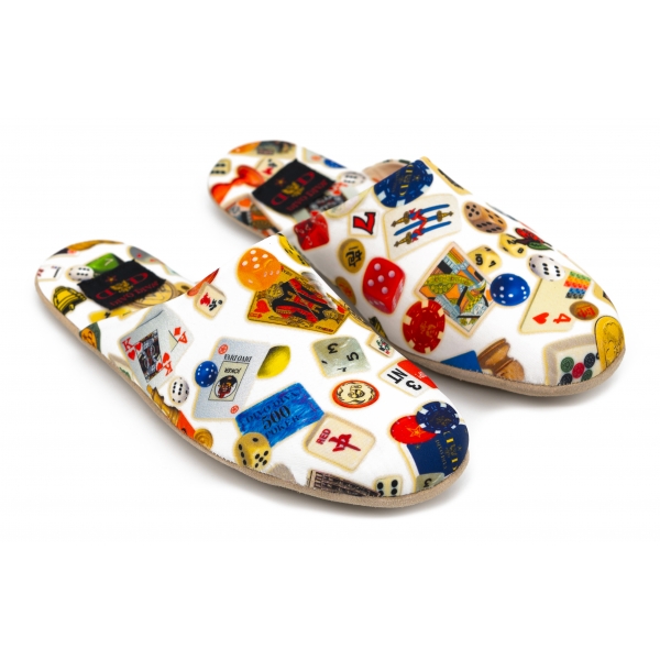 Divo Diva - Suite - White - Fabric Slippers - Made in Italy - Life is a Game Collection - Luxury High Quality