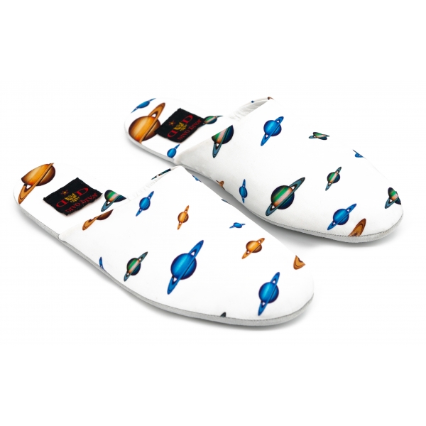 Divo Diva - Suite - White - Fabric Slippers - Made in Italy - Planets Collection - Luxury High Quality