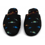 Divo Diva - Suite - Black - Fabric Slippers - Made in Italy - Planets Collection - Luxury High Quality
