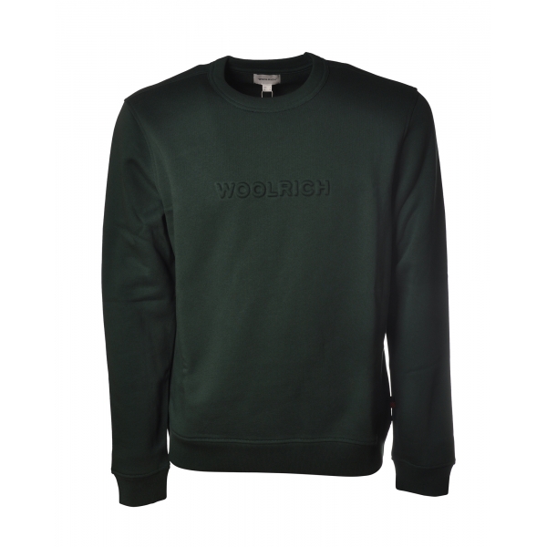Woolrich - Felpa Girocollo con Logo - Verde - Luxury Exclusive Collection