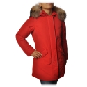 Woolrich - Jacket in Shiny Material with Fur-Trimmed Hood - Red - Jacket - Luxury Exclusive Collection