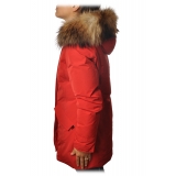 Woolrich - Jacket in Shiny Material with Fur-Trimmed Hood - Red - Jacket - Luxury Exclusive Collection