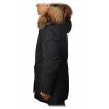 Woolrich - Jacket in Shiny Material with Fur-Trimmed Hood - Blue - Jacket - Luxury Exclusive Collection