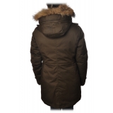 Woolrich - Parka con Cappuccio Bordato di Pelliccia in Contrasto - Verde - Giacca - Luxury Exclusive Collection