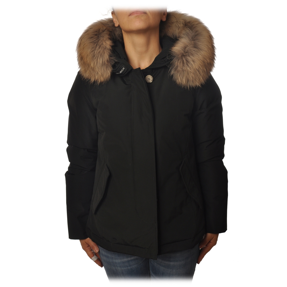 Woolrich - Short Jacket with Fur-Trimmed Hood - Black - Jacket - Luxury ...