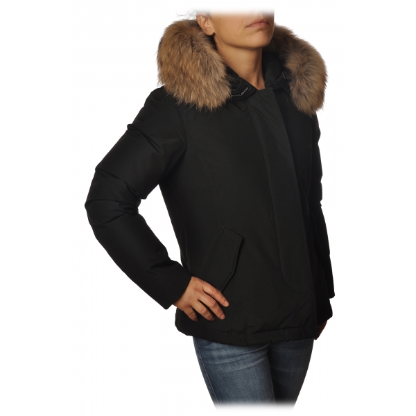 Woolrich - Short Jacket with Fur-Trimmed Hood - Black - Jacket - Luxury Exclusive Collection
