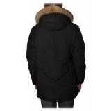 Woolrich - Parka con Cappuccio e Bottoni in Contrasto - Nero - Giacca - Luxury Exclusive Collection