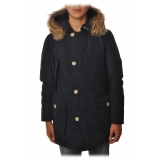 Woolrich - Parka with Hood and Contrast Buttons  - Blue - Jacket - Luxury Exclusive Collection