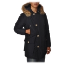 Woolrich - Parka con Cappuccio e Bottoni in Contrasto - Blu - Giacca - Luxury Exclusive Collection