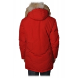 Woolrich - Parka con Cappuccio e Bottoni in Contrasto - Rosso - Giacca - Luxury Exclusive Collection