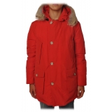 Woolrich - Parka con Cappuccio e Bottoni in Contrasto - Rosso - Giacca - Luxury Exclusive Collection