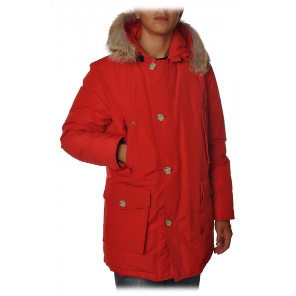 Woolrich - Parka with Hood and Contrast Buttons  - Red - Jacket - Luxury Exclusive Collection
