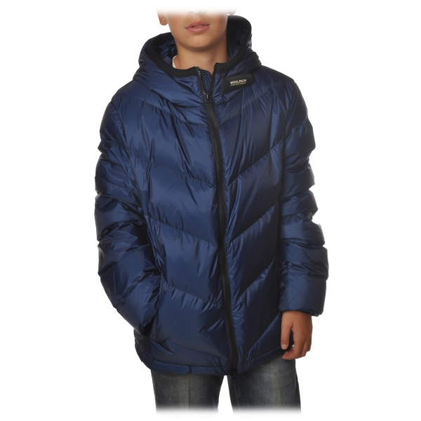 Woolrich - Short Down Jacket in Quilted Effect - Blue - Jacket - Luxury Exclusive Collection