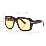 Tom Ford - Bailey Sunglasses - Occhiali da Sole Quadrati - Ambra Havana - FT0885 - Occhiali da Sole - Tom Ford Eyewear