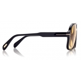 Tom Ford - Falconer Sunglasses - Occhiali da Sole Pilota - Nero Lucido Marrone - FT0884 - Occhiali da Sole - Tom Ford Eyewear