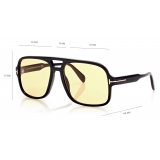 Tom Ford - Falconer Sunglasses - Occhiali da Sole Pilota - Nero Lucido Marrone - FT0884 - Occhiali da Sole - Tom Ford Eyewear