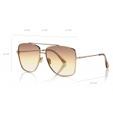 Tom Ford - Reggie Sunglasses - Occhiali da Sole Quadrati Oversized - Oro Rosa - FT0838 - Occhiali da Sole - Tom Ford Eyewear