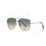 Tom Ford - Reggie Sunglasses - Occhiali da Sole Quadrati Oversized - Oro Rosa Blu - FT0838 - Occhiali da Sole - Tom Ford Eyewear