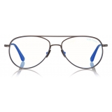 Tom Ford -  Blue Block Pilot Opticals - Pilot Optical Glasses - Gunmetal - FT5693-B - Optical Glasses - Tom Ford Eyewear