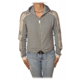 Elisabetta Franchi - Sweatshirt with Logo Profiled Bands - Grey - Sweatshirt - Made in Italy - Luxury Exclusive Collection