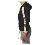 Elisabetta Franchi - Sweatshirt with Logo Profiled Bands - Black - Sweatshirt - Made in Italy - Luxury Exclusive Collection