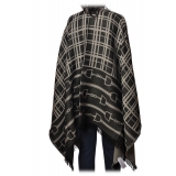 Elisabetta Franchi - Pattern Cape - Black/Grey - Scarf - Made in Italy - Luxury Exclusive Collection
