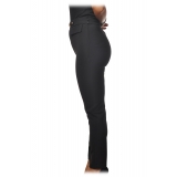 Elisabetta Franchi - Skinny Trousers with Metal Logo - Black - Trousers - Made in Italy - Luxury Exclusive Collection